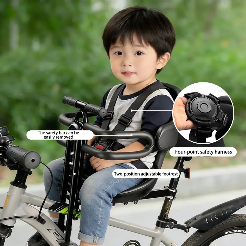 Mountain Biking Kids - مقعد دراجة أمامي للأطفال مع حزام