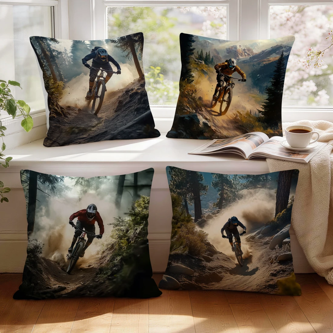 Mountain Biking Events - قطعة واحدة من غطاء وسادة مطبوع