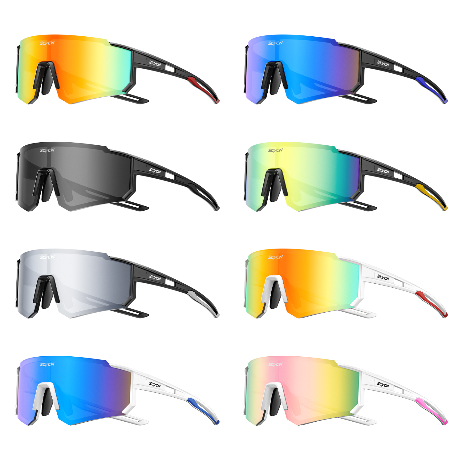 8 عبوات نظارات شمسية SCVCN للد - مراجعة Mountain Biking Glasses وسعره